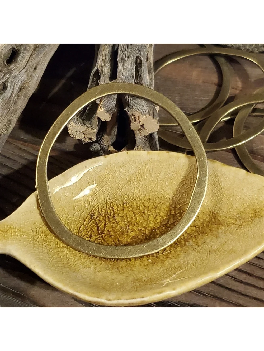 Avant Garde Antique Brass Large Baroque Irregular Wavy Circle Ring Pendant 1 pc
